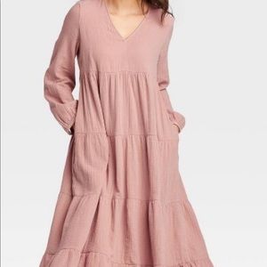 Brand NEW Dusty Rose long sleeve ankle length dress perfect for fall! With tags